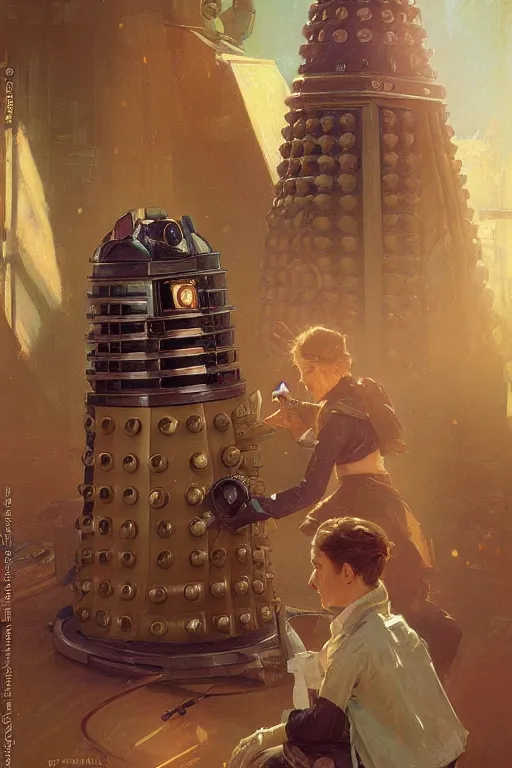 Prompt: Dalek, portrait by Stanley Artgerm Lau, greg rutkowski, thomas kindkade, alphonse mucha, loish, norman Rockwell