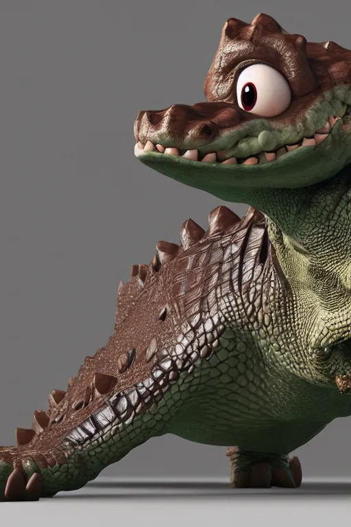 Image similar to a crocodile wearing a formal overcoat, Pixar style, 3D render, octane render, unreal engine 5, path tracing, cute, Disney style, 4K, natural lighting, high quality, highly detailed, low poly,