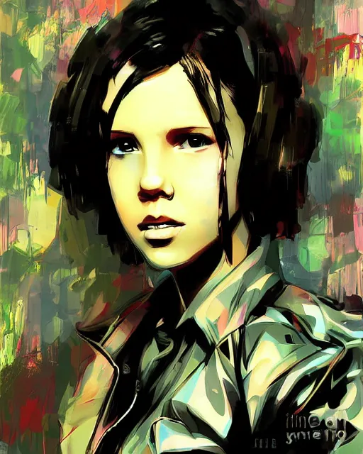 Image similar to digital art of millie bobby brown by yoji shinkawa