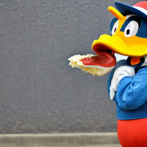 Prompt: Donald duck eating a duck