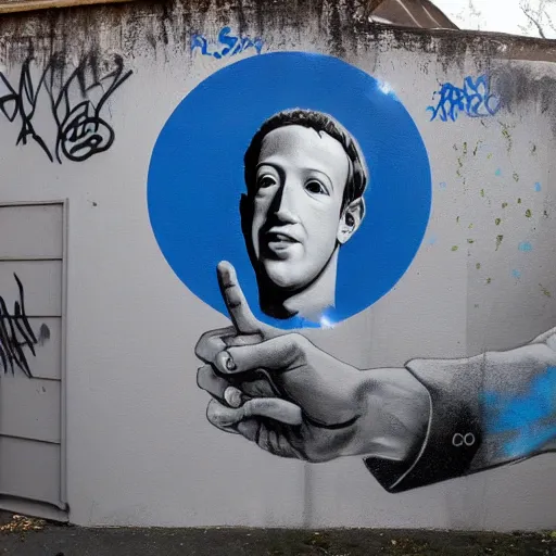 Image similar to spray paint graffiti of communist mark zuckerberg