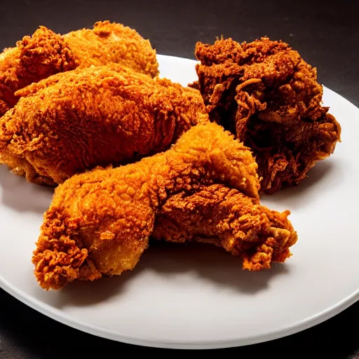 Image similar to A delicious plate of fried chicken, KFC, food photography, michelin star