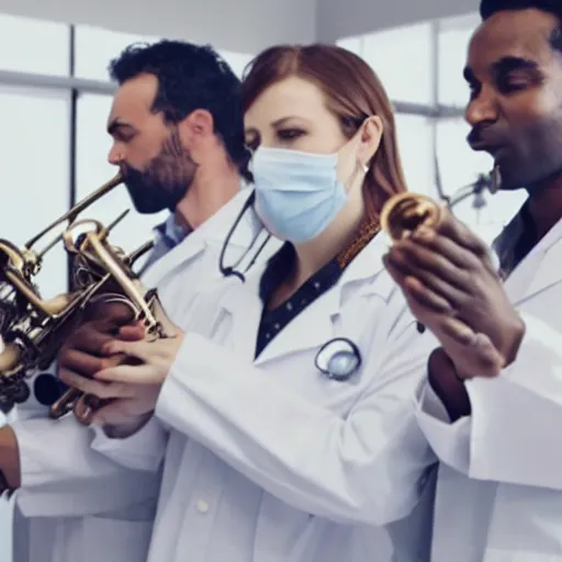 Image similar to doctors playing medical saxophones during an emergency