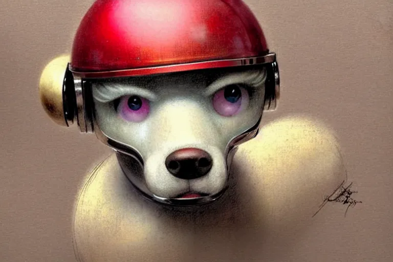 Prompt: discover ( ( ( ( ( 1 9 5 0 s retro future robot android dog. muted colors. ) ) ) ) ) by jean baptiste monge!!!!!!!!!!!!!!!!!!!!!!!!! chrome red