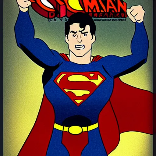 Prompt: Superman yelling !!