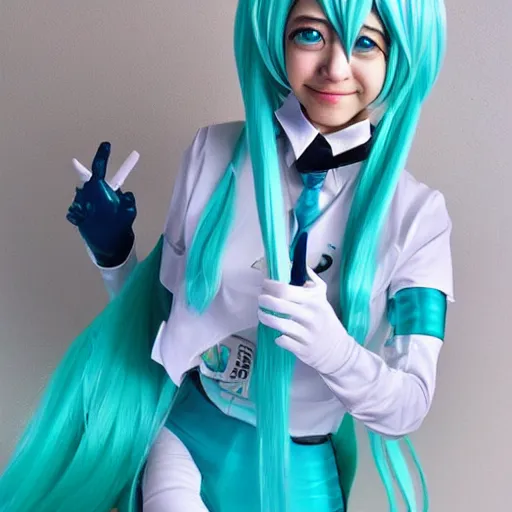 Prompt: Hatsune Miku cosplay