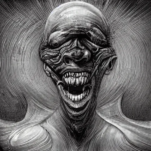 Prompt: “a screaming man being absorbed into a wall in the style HR Giger”
