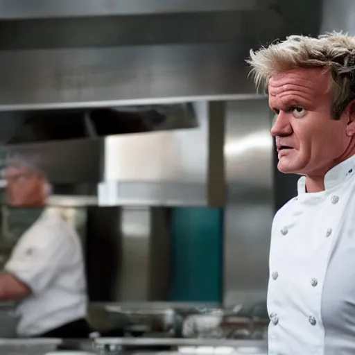 Image similar to gordon ramsey starring as the incredible hulk, movie still, 8 k