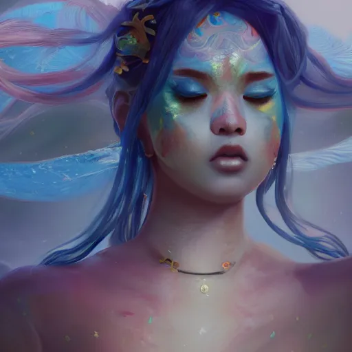 Prompt: a magical koi fish goddess, huggy wuggy from poppy playtime video game, fullbody, ultra high detailed, oil painting, greg rutkowski, charlie bowater, yuumei, yanjun cheng, unreal 5, daz, hyperrealistic, octane render, rpg portrait, dynamic lighting, fantasy art, beautiful face