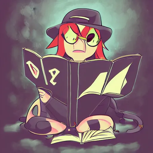 Image similar to niko oneshot reading a book, digital art #OneshotGame