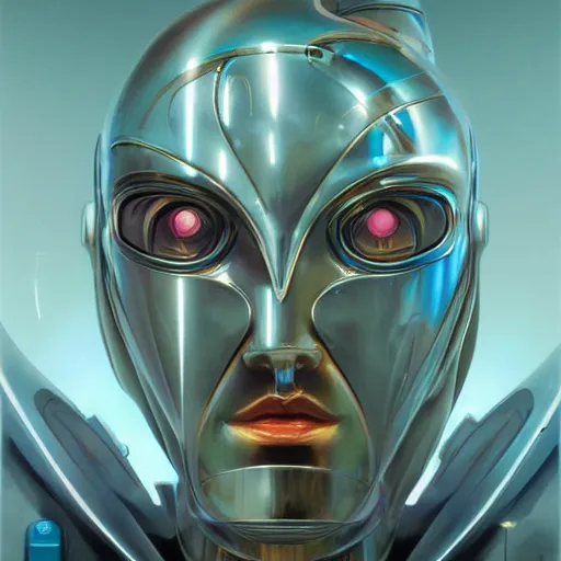 Image similar to scifi futurism automaton minimalism chrome by peter mohrbacher art Hajime Sorayama airbrush hyperrealism model abstract shatter fragments cubism futurism pastel blue soft flat minimal minimalism portrait face jackson pollock ukiyo-e lithograph mark ruthko swirl escape noise shimmer glow paint