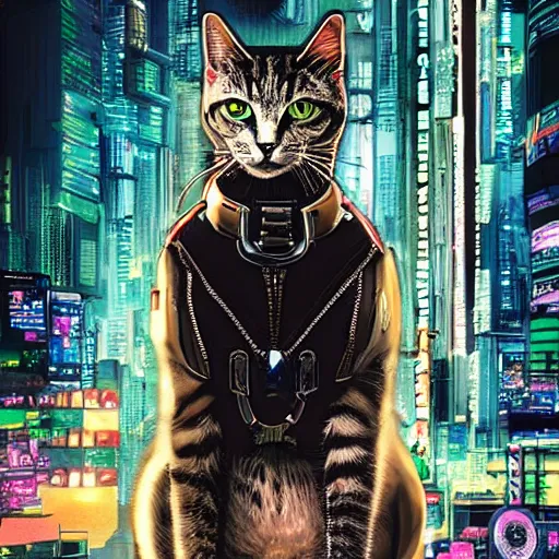 Image similar to cyberpunk cat