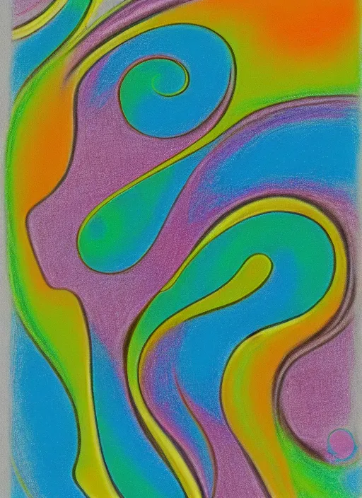 Prompt: pastel drawing of tempered glass art abstract fluid marble euphoria vintage colors nostalgia series 1 9 7 0 s