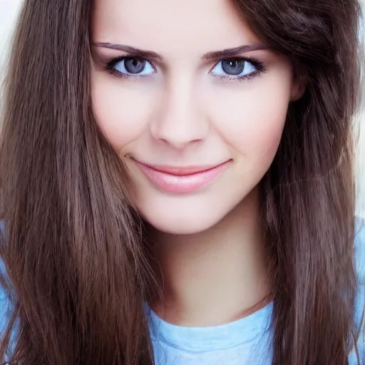 Prompt: face of a young brunette woman with hooknose