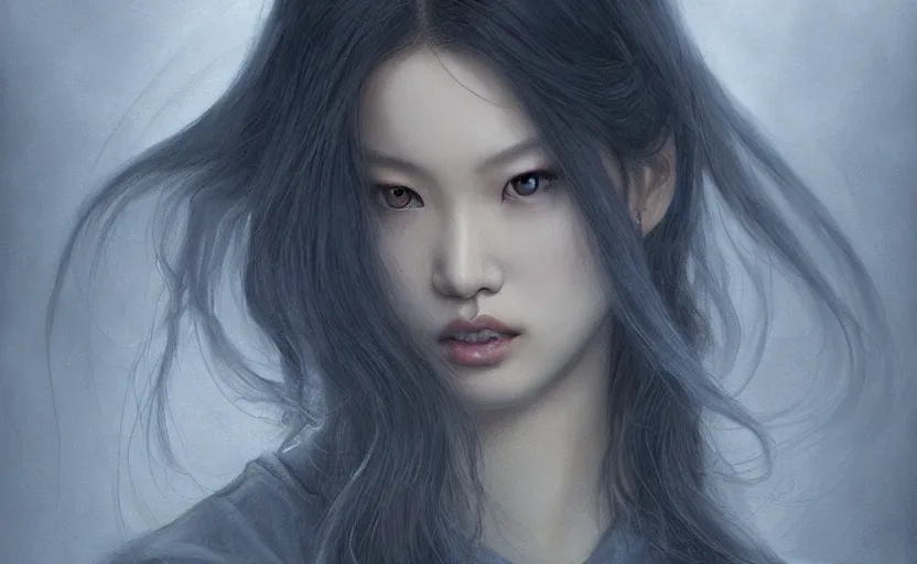 Prompt: blackpink jennie, as the grim reaper, soft grey and blue natural light, intricate, digital painting, artstation, concept art, smooth, sharp focus, illustration, art by greg rutkowski and luis rollo and uang guangjian and gil elvgren, symmetry!