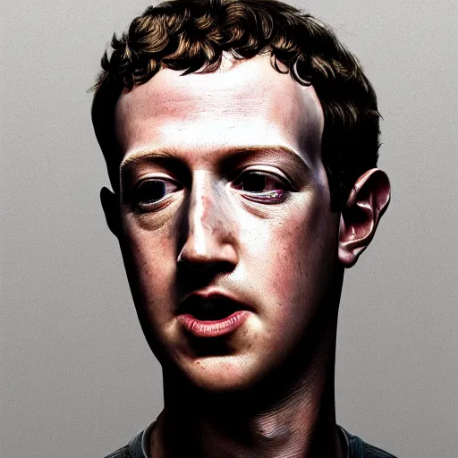 Prompt: Mark Zuckerberg holding his tongue with scissors open around the tongue, portrait by Cedric Peyravernay, highly detailed, excellent composition, cinematic concept art, dramatic lighting, trending on ArtStation