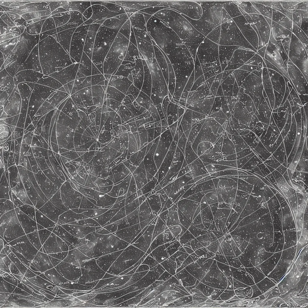 Prompt: a map of the universe drawn by extraterrestrial beings, cartography, hyper realistic