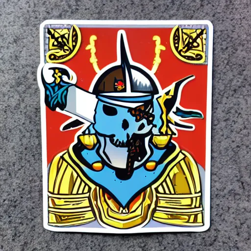 Prompt: die cut sticker, futuristic king of the pirates