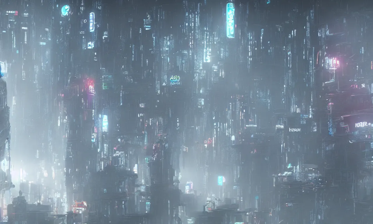 Image similar to reflexion cyberpunk voronoi depth fog