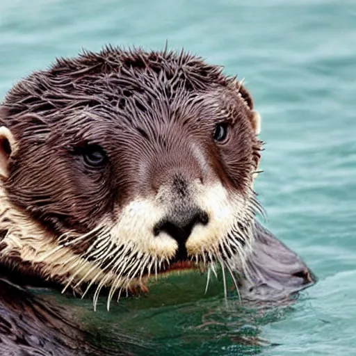 Image similar to sea otter with the face of nicolas cage