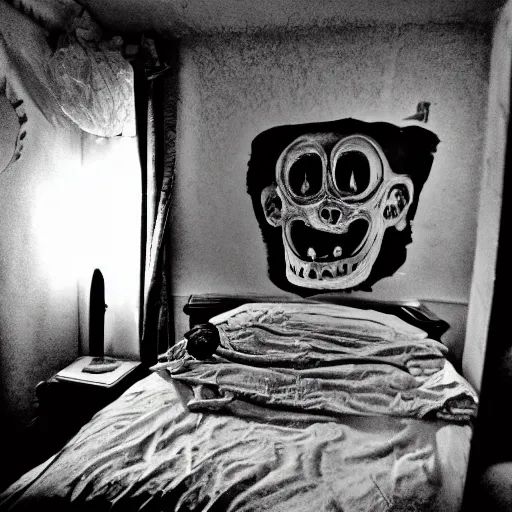 Prompt: the horrifying thing that floats in my room at night, photograph