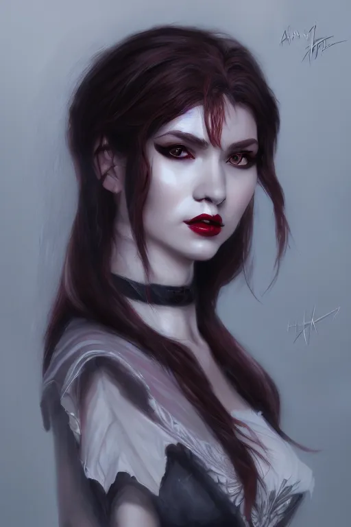 Image similar to ampire lady, portrait, detailed art, artstation