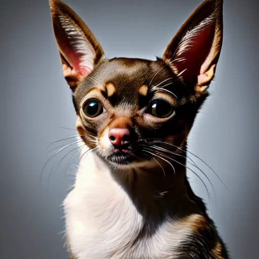 Image similar to a feline chihuahua - cat - hybrid, animal photography