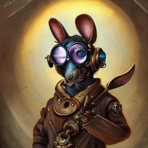 Image similar to a rat with steampunk googles, by Peter Mohrbacher