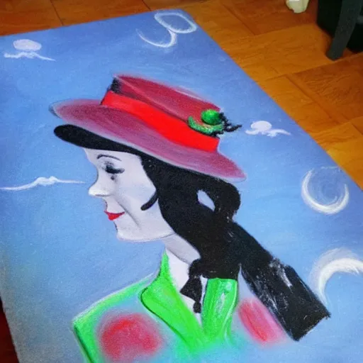 Image similar to mary poppins chalk painting