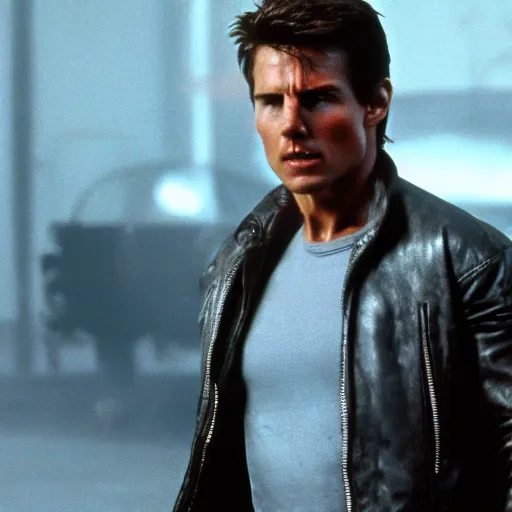 Image similar to film still of tom cruise as the terminator in terminator 8 2 0 2 3