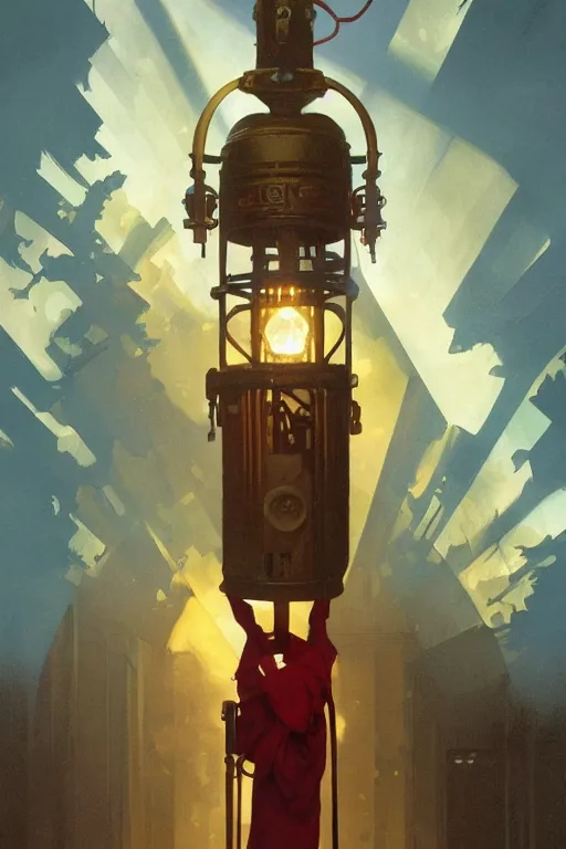 Prompt: Fire alarm bell, dramatic backlighting, autochrome, high contrast, highly detailed, sharp focus, digital painting, concept art, illustration, trending on artstation, art by greg rutkowski and greg hildebrandt, composition by alphonse mucha