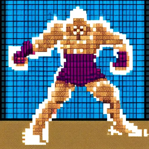 Prompt: wizard fighting urien street fighter 3rd strike pixel art aegis reflector