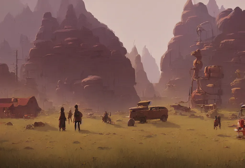 Prompt: Classic far west scene by Goro Fujita and Simon Stalenhag , 8k, trending on artstation, hyper detailed, cinematic