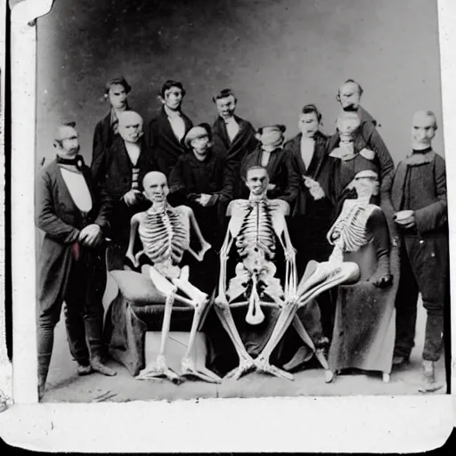 Image similar to Victorian Photograph of Medical students outside posing for a photograph next to a skeleton