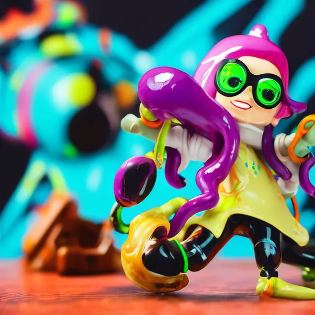 Prompt: stylized splatoon vinyl figure, figure photography, high details