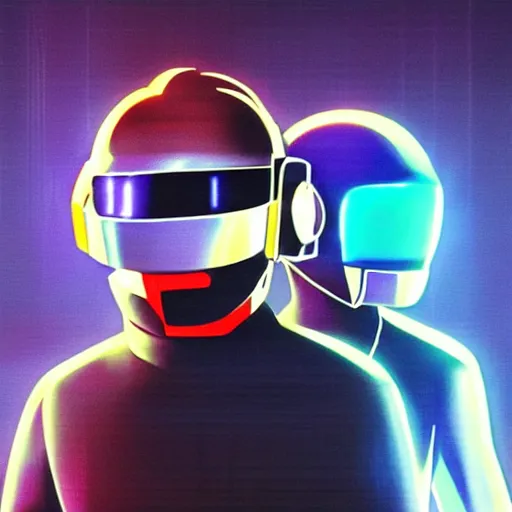 Prompt: Daft Punk in the style of Tron Legacy, portrait, neon