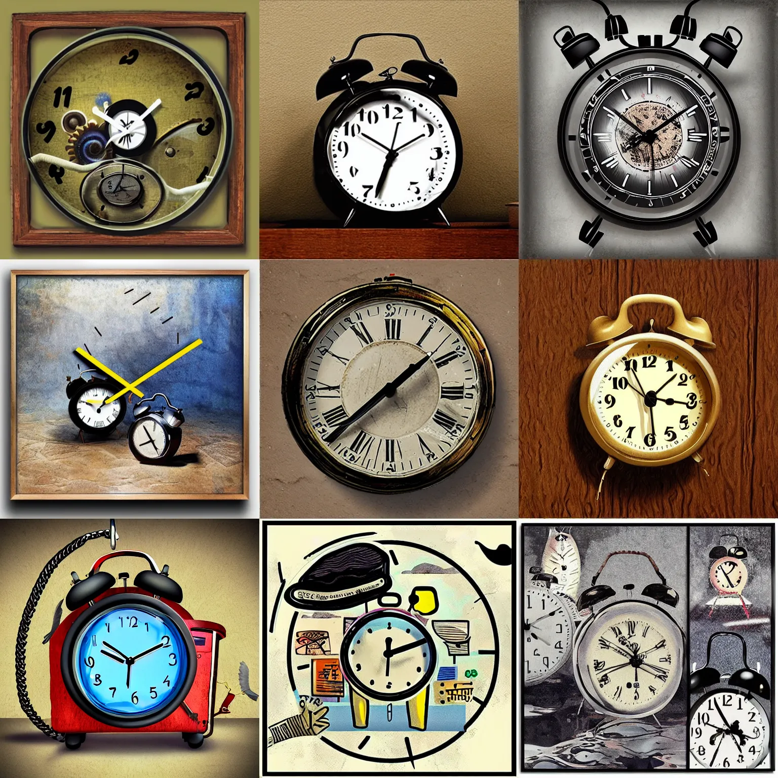 Prompt: < artwork rating = top 5 trending style = surreal > alarm clocks are chains < / artwork >