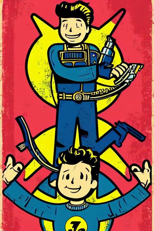 Image similar to fallout 7 6 retro futurist illustration art by butcher billy, sticker, colorful, illustration, highly detailed, simple, smooth and clean vector curves, no jagged lines, vector art, smooth andy warhol style