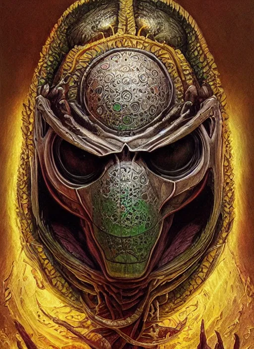 Prompt: mf doom reptile eyes, shamanic poster lsd art, intricate, elegant, highly detailed, centered, digital painting, artstation, concept art, smooth, sharp focus, illustration, artgerm, tomasz alen kopera, peter mohrbacher, donato giancola, joseph christian leyendecker, wlop, frank frazetta