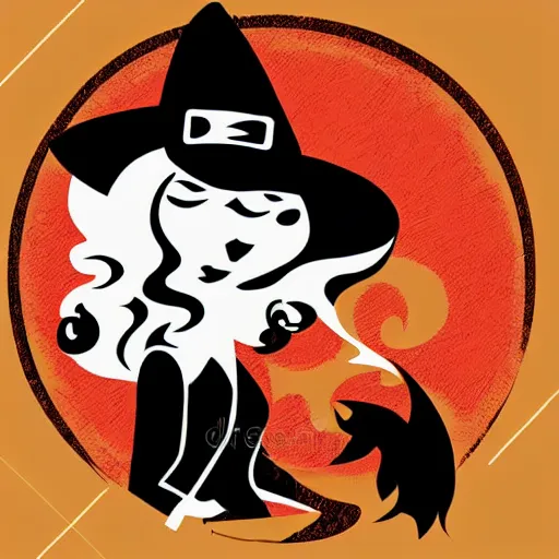 Prompt: witch smoking vector illustration, vinyl plotting art