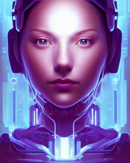 Prompt: symmetry!! centered head on, closeup portrait of a girl with thoughts floating around her, sci - fi -, cyberpunk, blade runner, glowing lights, tech, biotech, techwear!! intricate, elegant, highly detailed, digital painting, artstation, concept art, smooth, sharp focus, illustration, art by artgerm and greg rutkowski and alphonse mucha