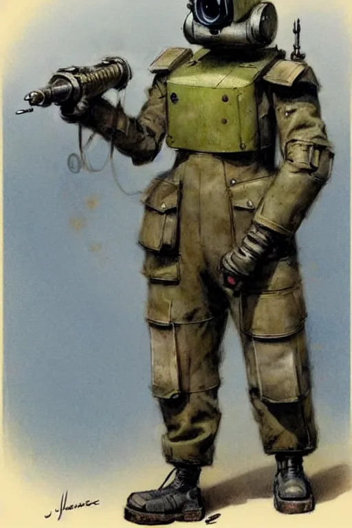 Prompt: (((((1950s retro military robot guard dog . muted colors.))))) by Jean-Baptiste Monge !!!!!!!!!!!!!!!!!!!!!!!!!!!