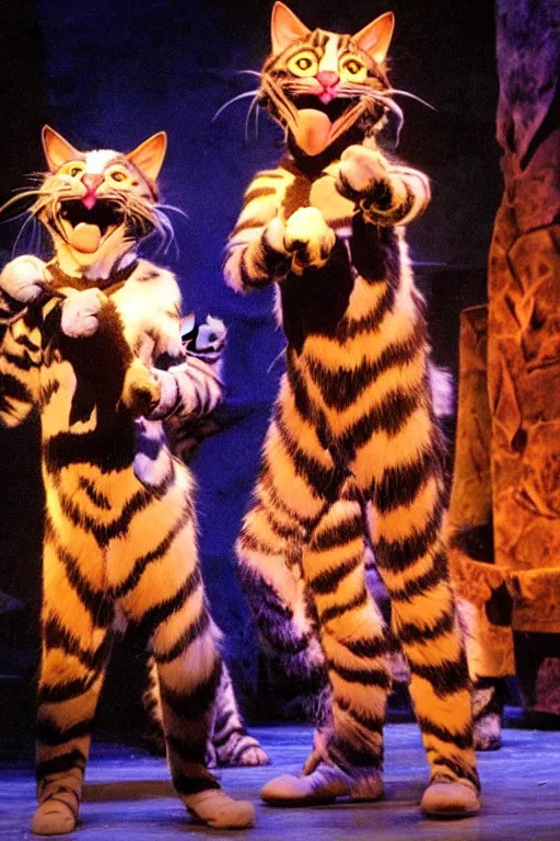 Image similar to 📷 mungojerrie and rumpleteazer, cats musical 1 9 9 8, dynamic lighting