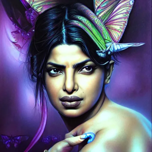 Image similar to priyanka chopra as a beautiful portrait of a cyberpunk female by Marco Mazzoni and Hannah Yata