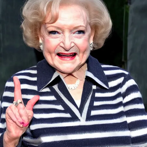 Image similar to betty white crossing fingers for luck