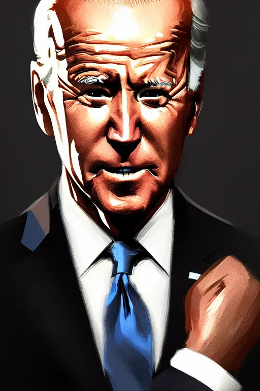 Image similar to Joe Biden, modern, hero, wearing a suit, highly detailed, digital painting, artstation, concept art, sharp focus, illustration, by greg rutkowski