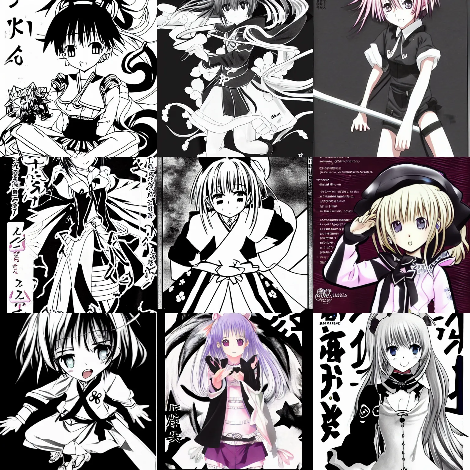 Prompt: sakura kinomoto, mysterious x, tsubasa chronicles, manga, black and white, riichi ueshiba