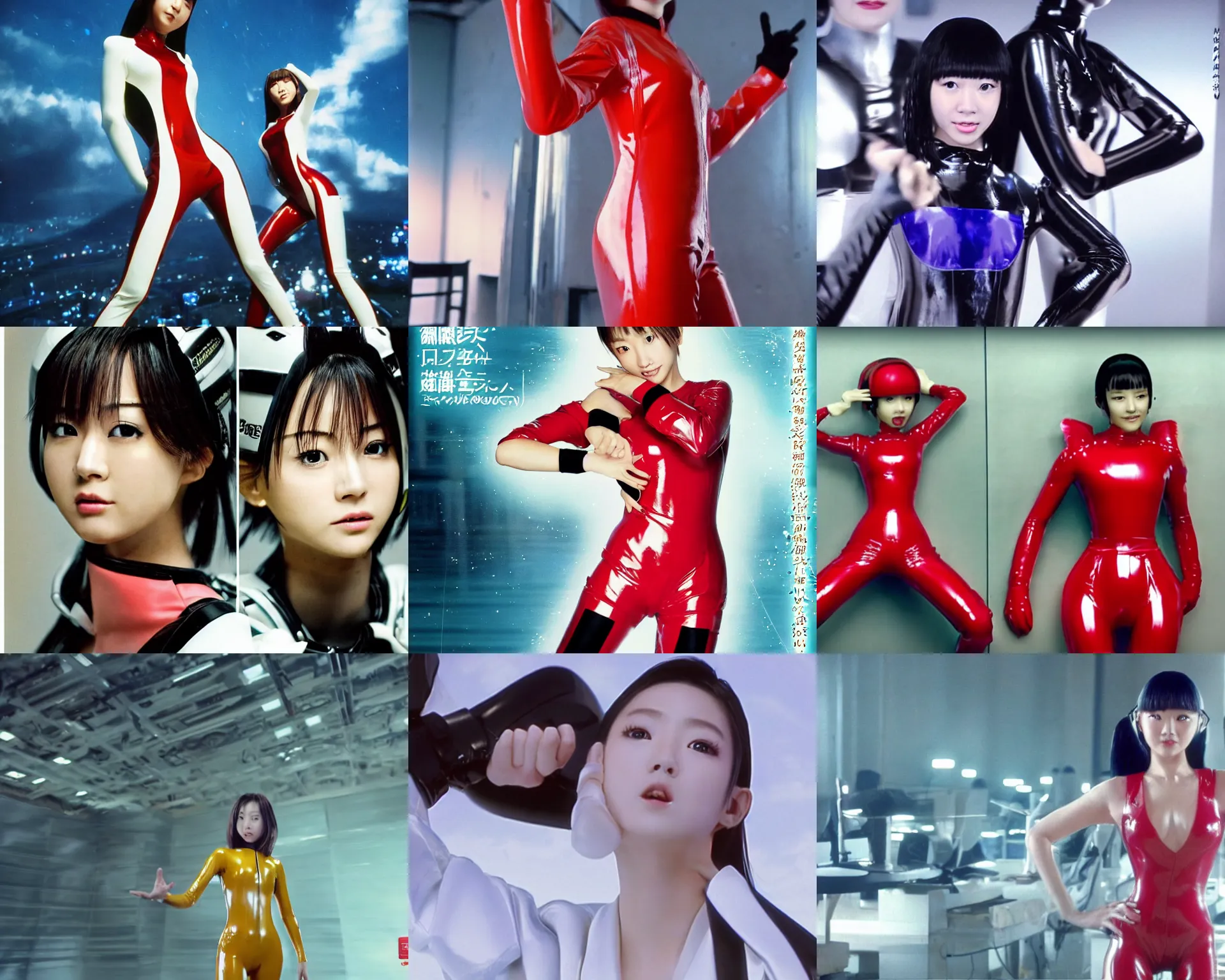 Prompt: Worksafe.1990s,unbelievably beautiful,perfect,dynamic,epic,cinematic 8KHD movie shot of a semi-close-up japanese beautiful cute young J-Pop idol actress girl in latex plugsuit,expressing joy and posing.By a Chinese movie director.Motion,VFX,Inspirational arthouse,high budget,hollywood style,at Behance,at Netflix,Instagram filters,Photoshop,Adobe Lightroom,Adobe After Effects,taken with polaroid kodak portra