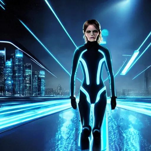 Image similar to movie still of emma watson in tron : legacy ( 2 0 1 0 )