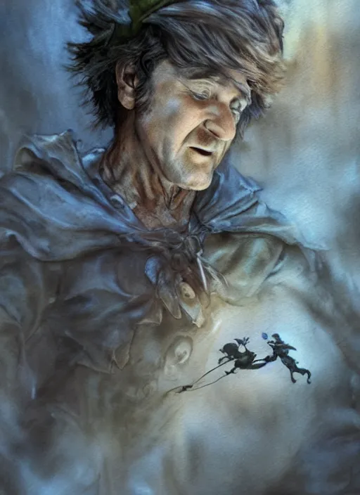 Image similar to portrait, Robin Williams as Peter Pan, watercolor, dramatic lighting, cinematic, establishing shot, extremely high detail, foto realistic, cinematic lighting, pen and ink, intricate line drawings, by Yoshitaka Amano, Ruan Jia, Kentaro Miura, Artgerm, post processed, concept art, artstation, matte painting, style by eddie mendoza, raphael lacoste, alex ross